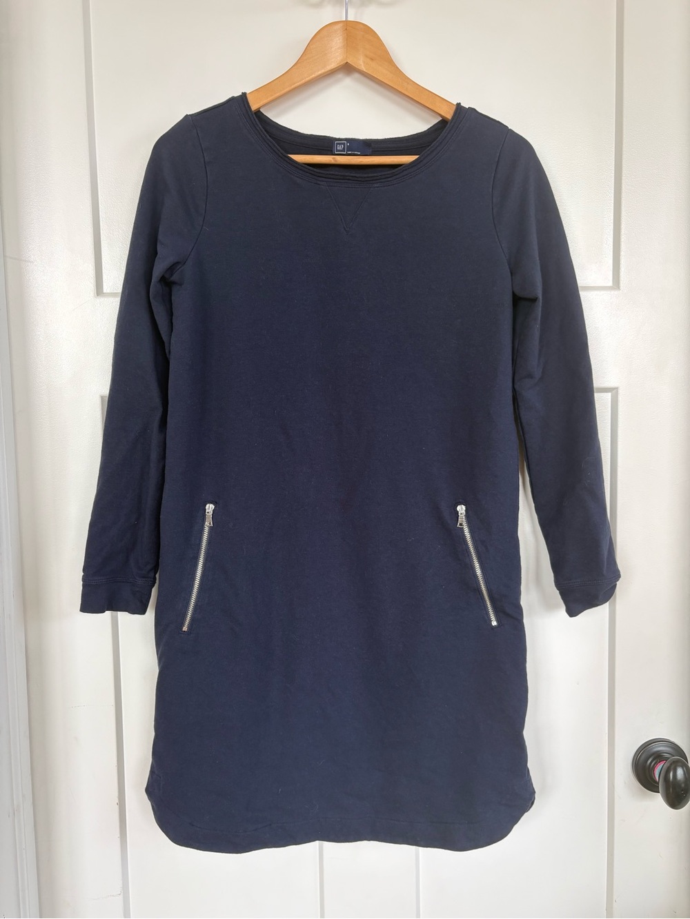 GAP Navy Knit Long Sleeve Dress w/ Zippers Size: Med - Great for Fall Fam Pics